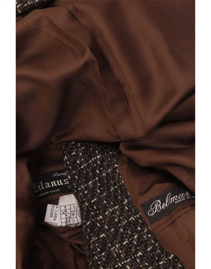 Giacca blazer a 2 bottoni da donna Belmar IT 52 XL Lana vergine screziata marrone