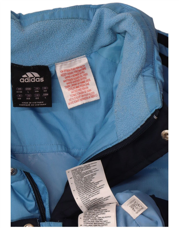 ADIDAS Boys Padded Jacket 13-14 Years Blue Colourblock Polyester