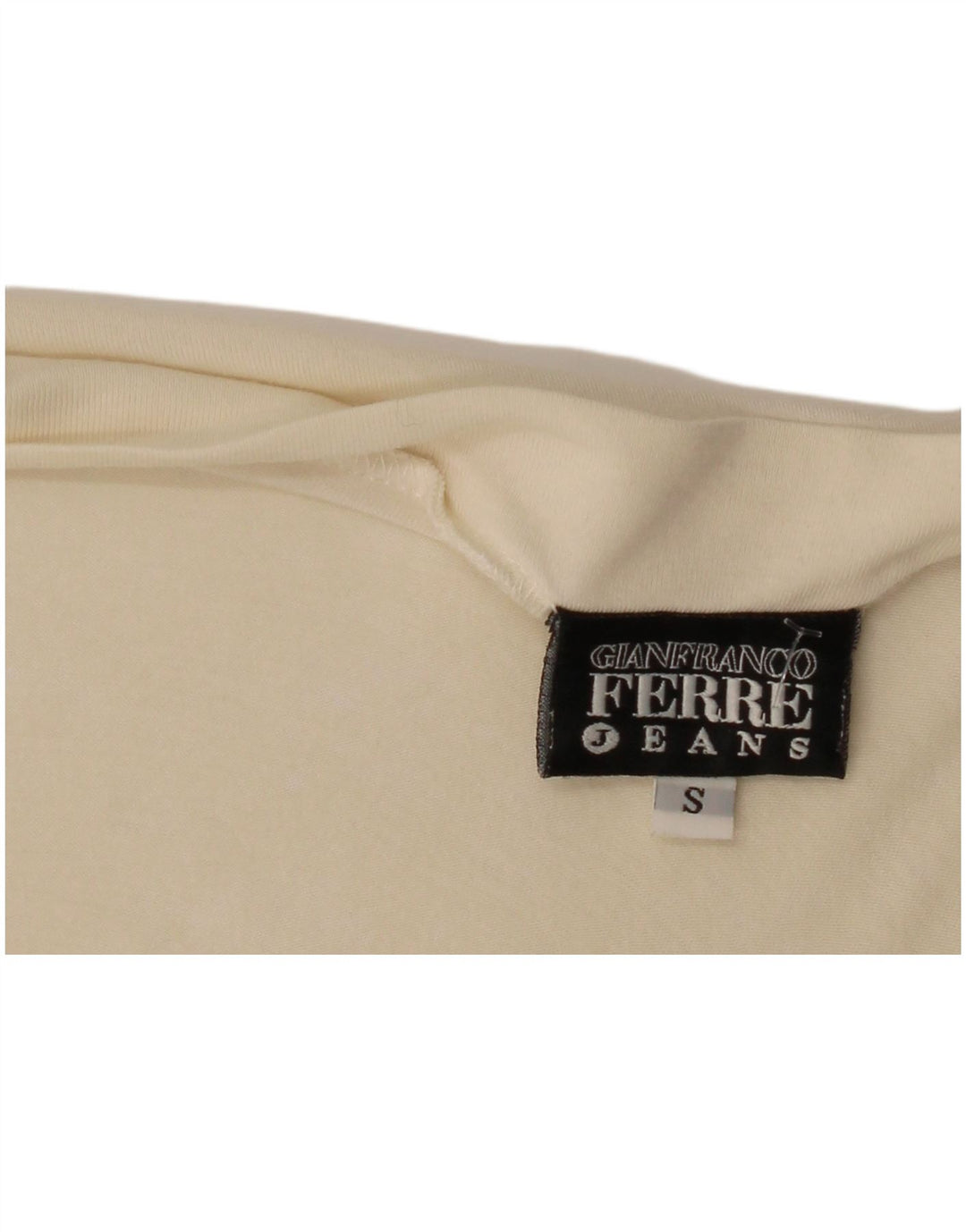 Gianfranco Ferre Top grafico da donna manica lunga UK 10 piccolo bianco sporco