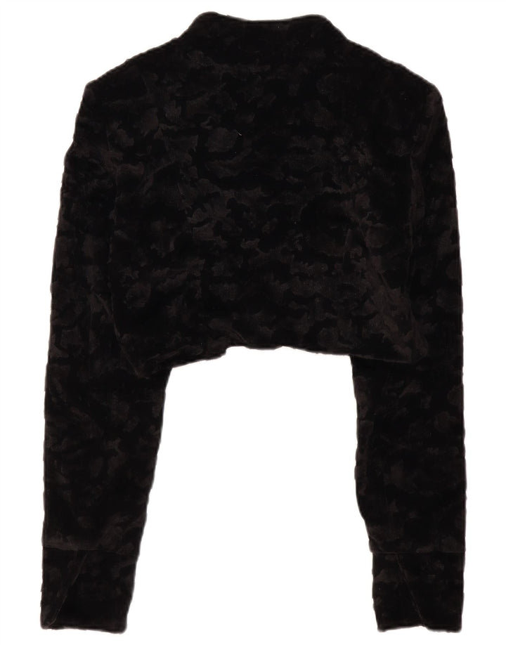 Giacca bolero da donna in pelliccia sintetica VINTAGE UK 14 grande poliestere nero