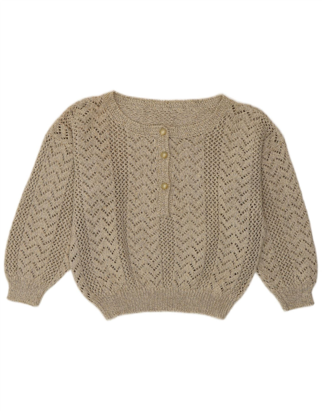 Maglione vintage da donna con scollo a barca corto UK 12 Grigio medio