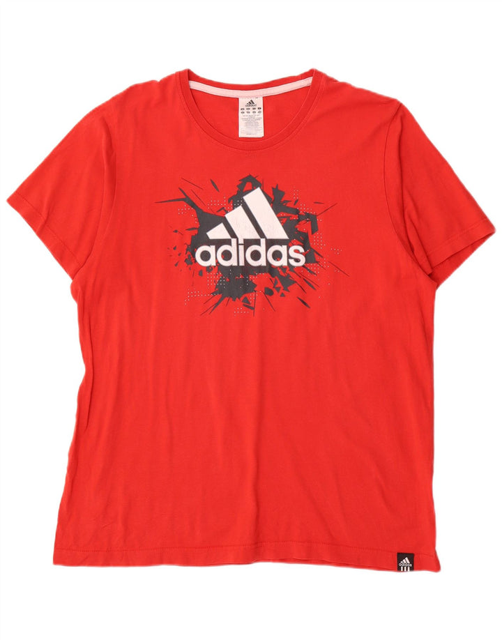 T-shirt grafica da uomo Adidas Top grande in cotone rosso