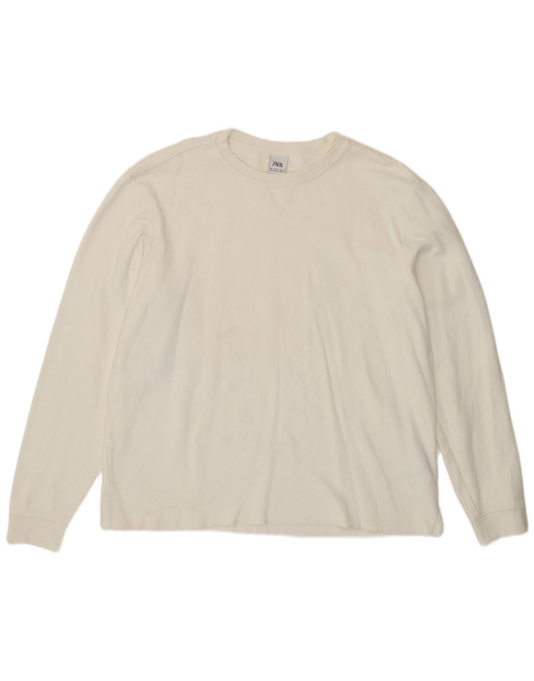 Top Zara da uomo a maniche lunghe grande in cotone bianco