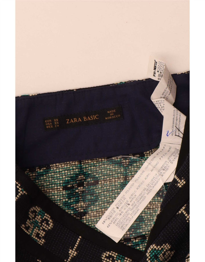 Minigonna da donna Zara XS W24 poliestere Paisley blu navy