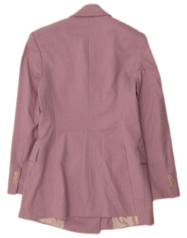 Zara Womens Double Breasted Blazer Jacket UK 12 Medium Pink Polyester