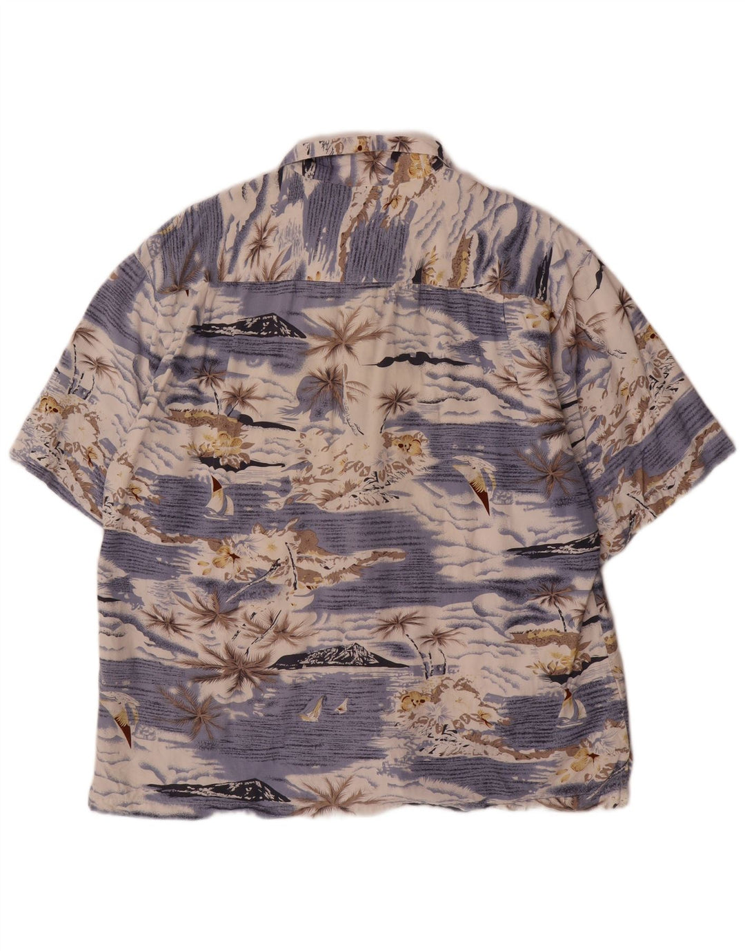 Camicia hawaiana a maniche corte vintage da uomo 2XL Rayon blu