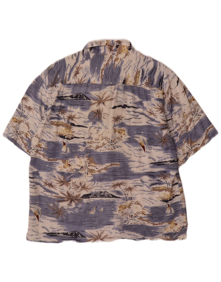 Camicia hawaiana a maniche corte vintage da uomo 2XL Rayon blu