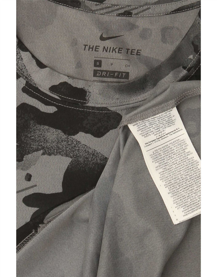 T-shirt Nike Dri Fit da uomo, piccola, in poliestere mimetico grigio