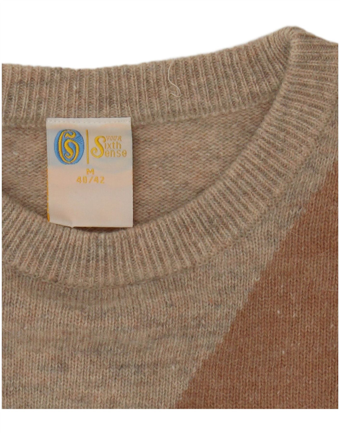YOUR SIXTH SENSE Womens Crew Neck Jumper Sweater UK 14 Medium Beige