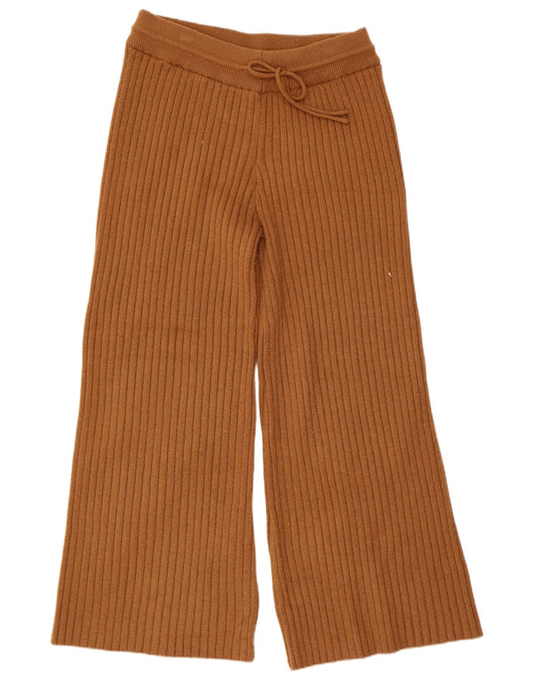 Pantaloni da tuta da donna Zara lavorati a maglia a gamba larga UK 16 grandi in acrilico marrone