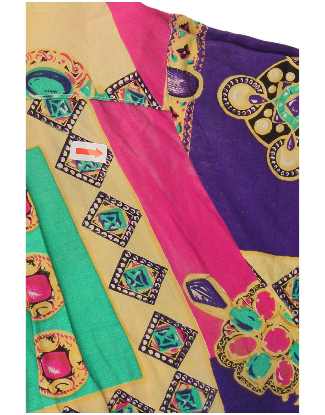 Camicetta camicia a maniche corte da donna vintage UK 20 2XL Patchwork multicolore