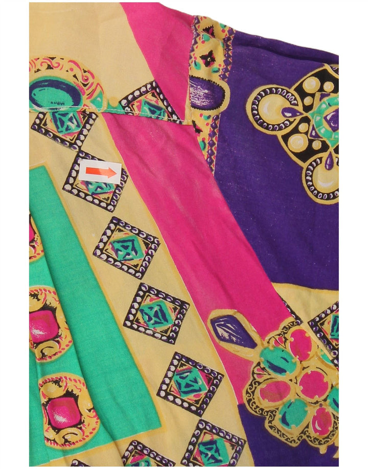 Camicetta camicia a maniche corte da donna vintage UK 20 2XL Patchwork multicolore
