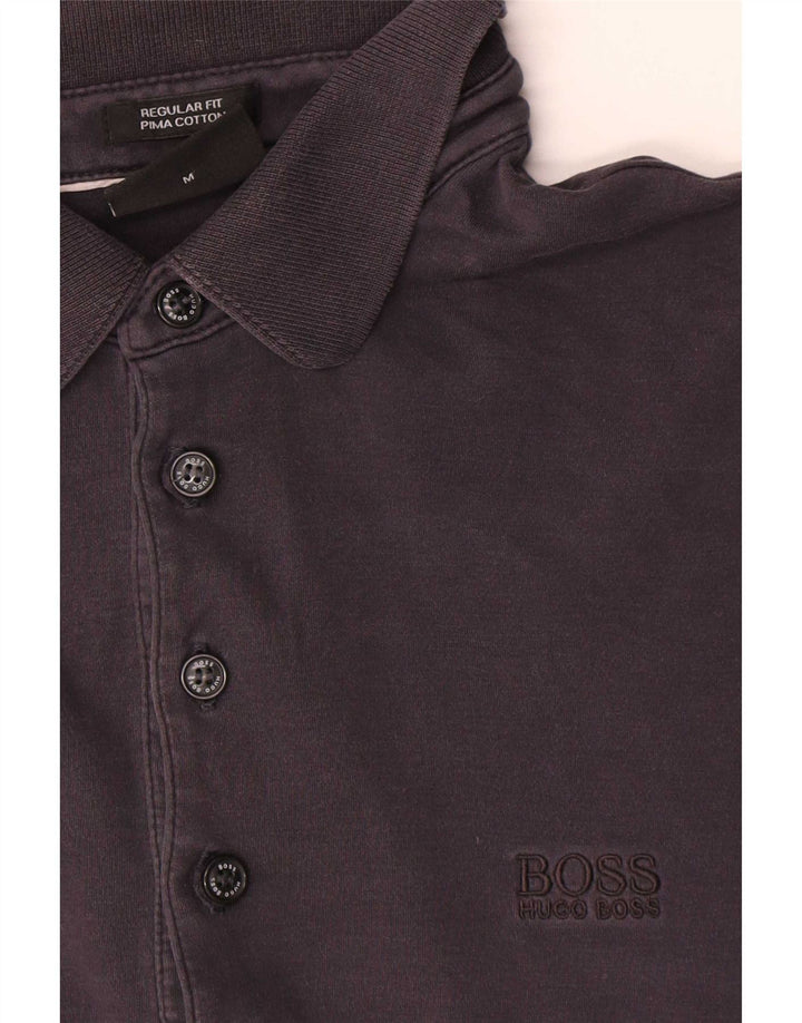 Polo Hugo Boss da uomo a maniche lunghe vestibilità regolare in cotone nero medio