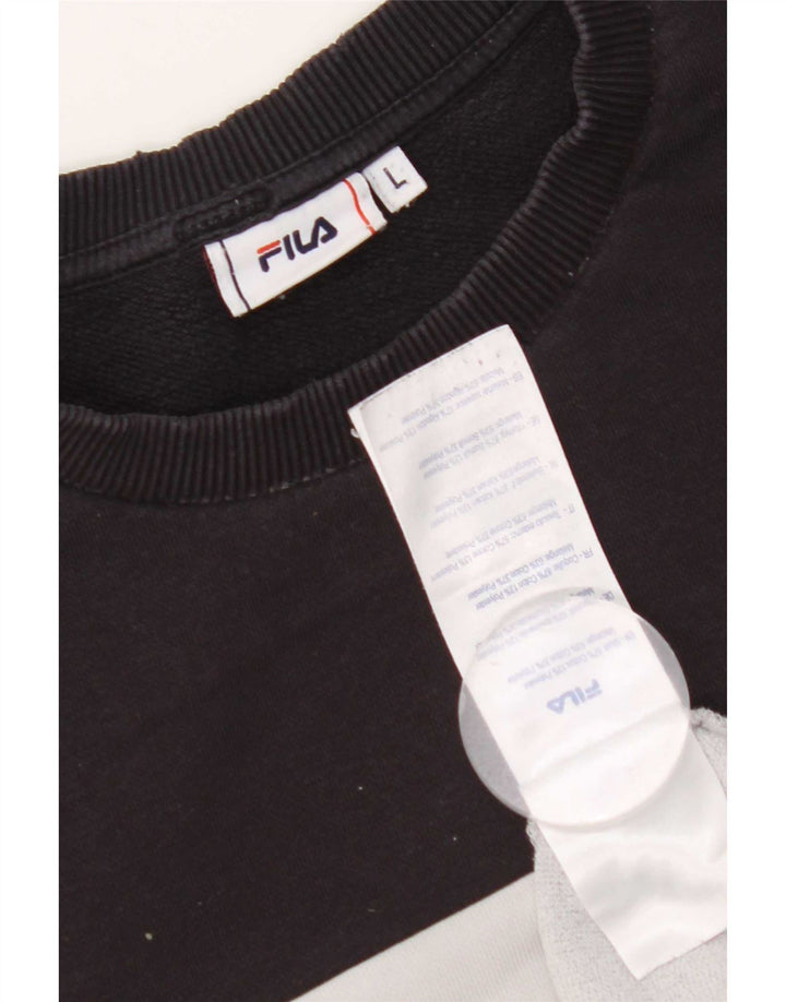 Fila Felpa grafica da uomo Maglione grande in cotone color block multicolore