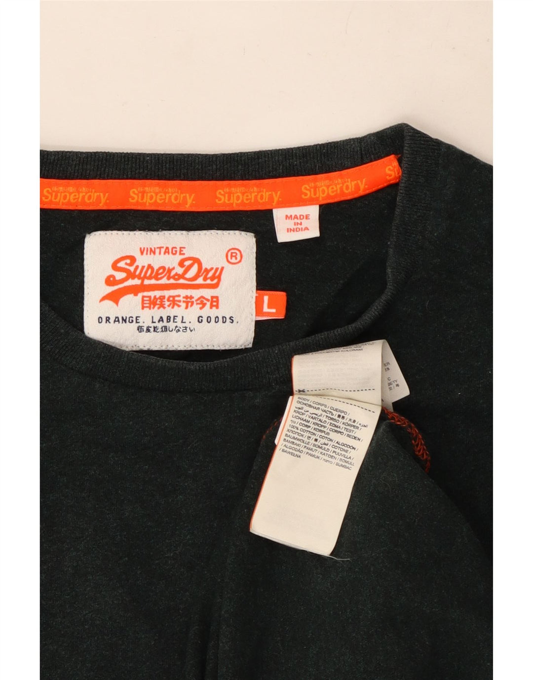 T-shirt da uomo Superdry Top grande in cotone nero