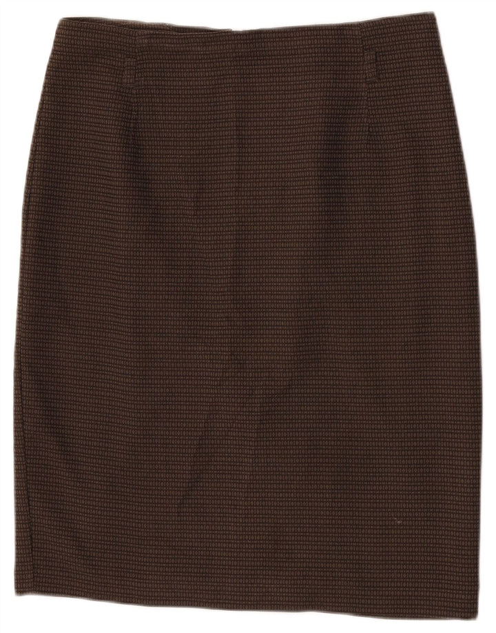 Gonna a tubino da donna Marks & Spencer W32 grande poliestere geometrico marrone