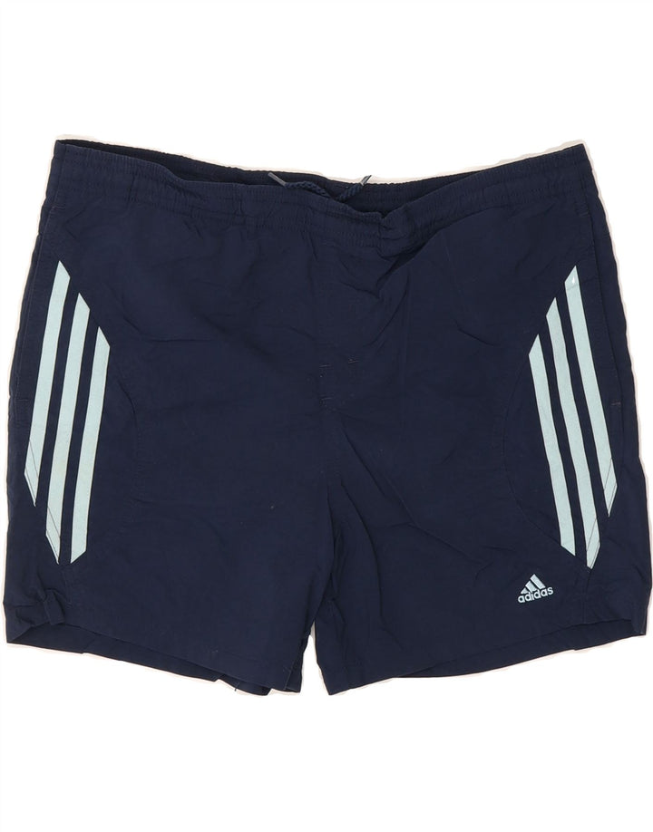 ADIDAS Womens Sport Shorts UK 8 Small  Navy Blue Polyester Vintage Adidas and Second-Hand Adidas from Messina Hembry 