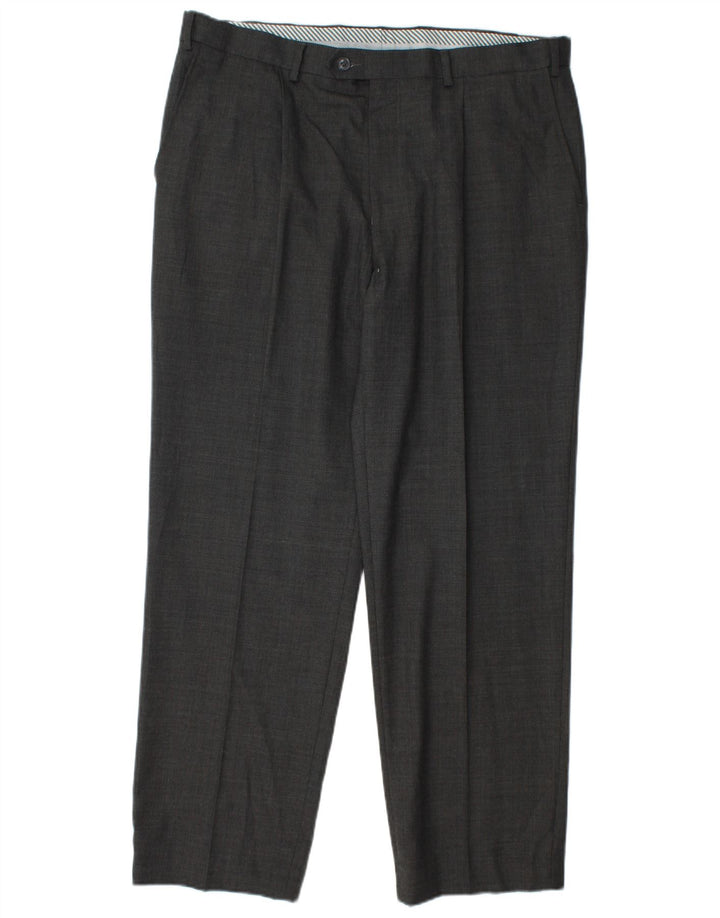 Pantaloni da abito dritti da uomo Marks & Spencer W38 L31 lana grigia