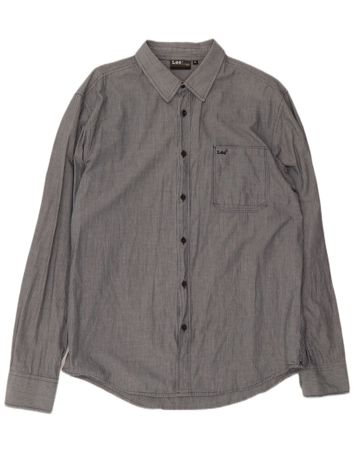 Camicia da uomo Lee XL in cotone gessato grigio