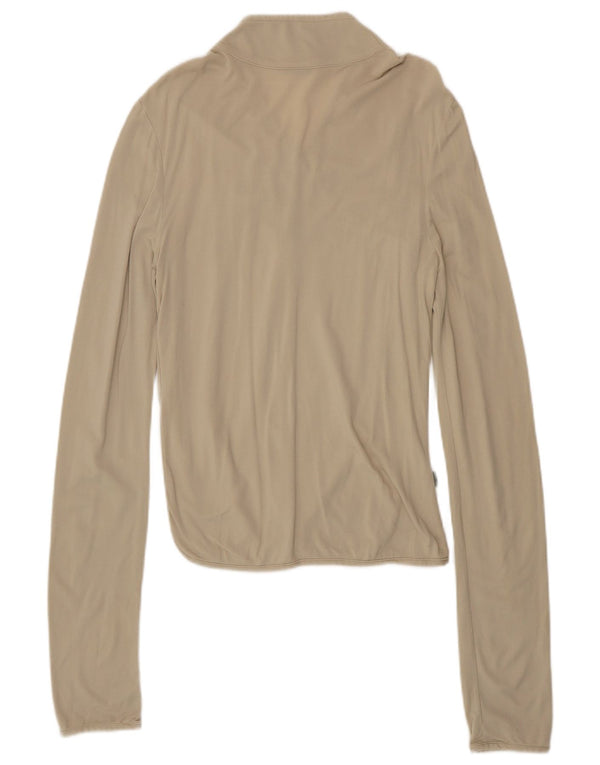 Top Nike Dri Fit da donna a manica lunga UK 8/10 Small Beige