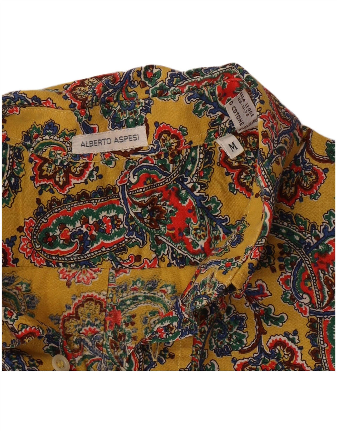 Camicia Uomo Manica Corta Alberto Aspesi Cotone Paisley Giallo Medio