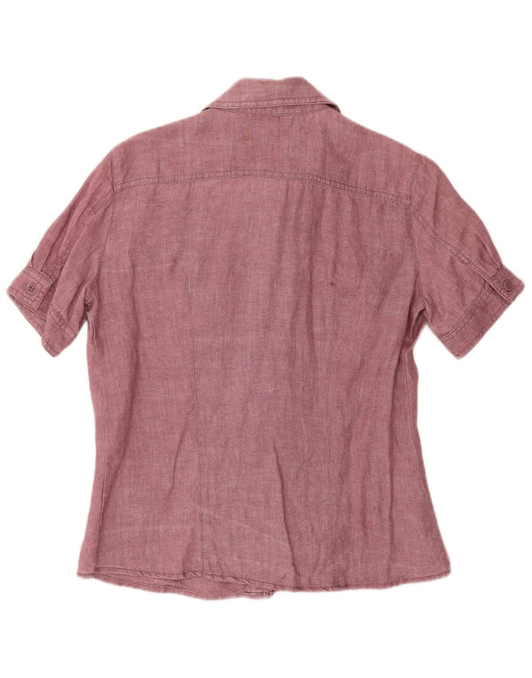 Camicia a maniche corte da donna Marella UK 10 piccolo lino bordeaux