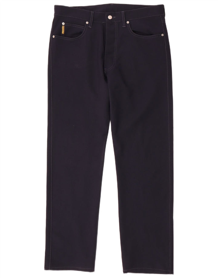 Pantaloni casual dritti da uomo Armani W36 L33 poliestere blu navy