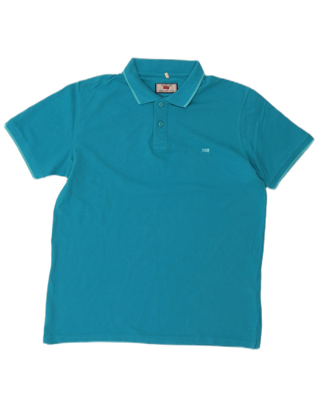 VINTAGE Mens Regular Polo Shirt Large Turquoise Cotton