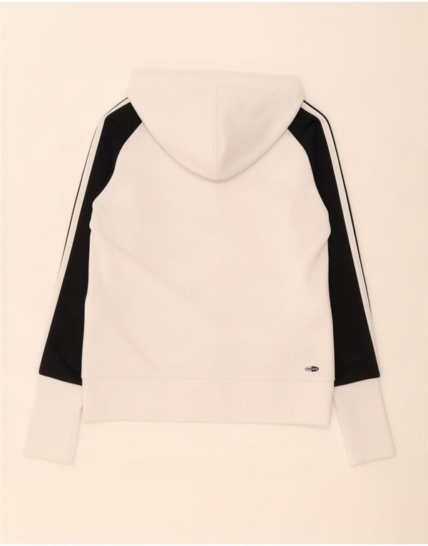 Maglione con cappuccio e zip Adidas Climalite da donna UK 12 Medium White Colourblock