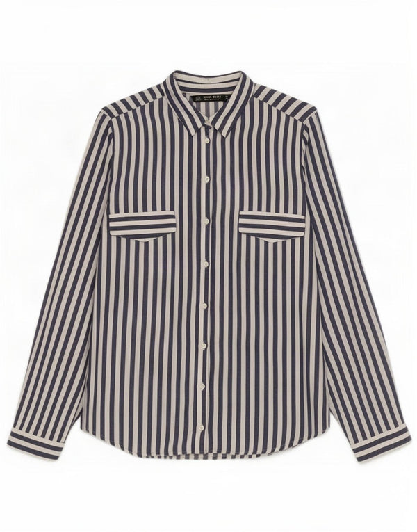Camicia Zara da donna UK 6 XS viscosa a righe blu navy