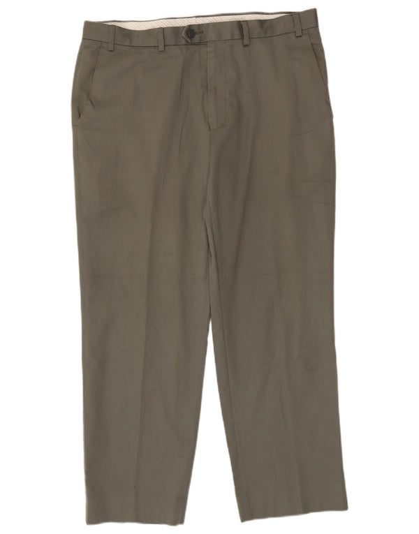 Marks & Spencer Mens Straight Suit Trousers W36 L29 Khaki Polyester