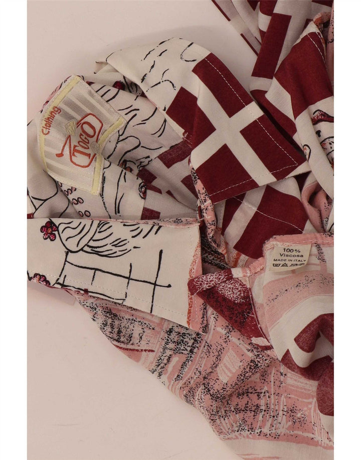Camicia da uomo ampia Togo con motivo astratto, piccola viscosa geometrica bordeaux