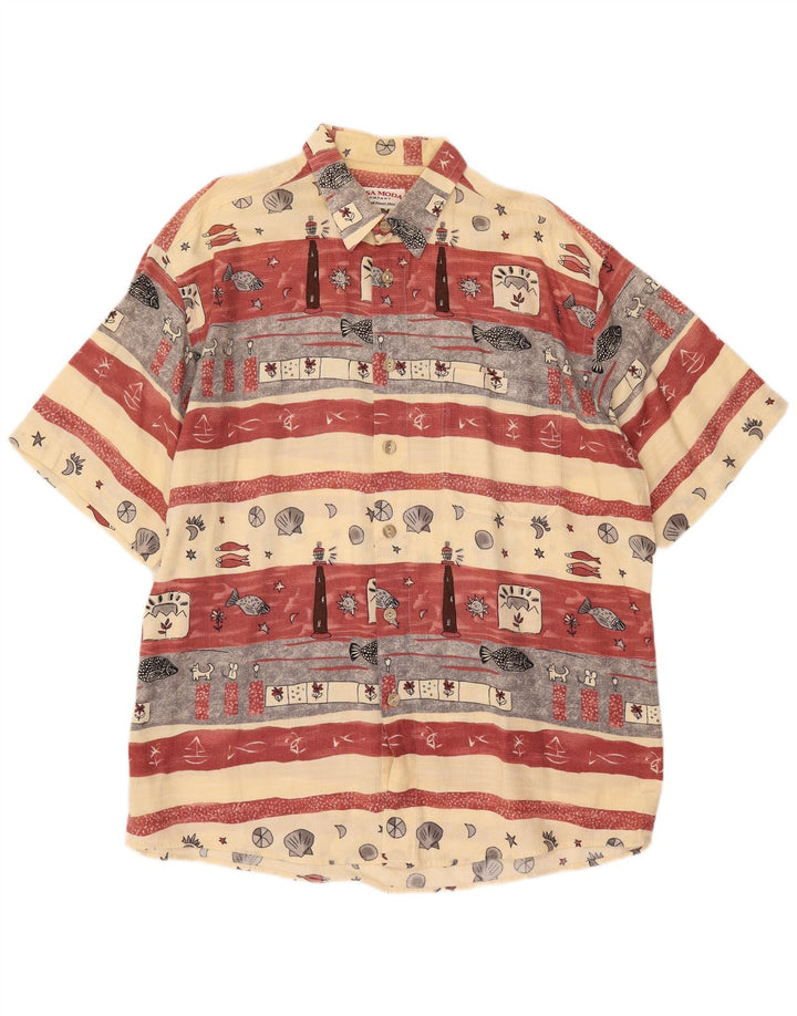 CASA MODA Camicia grafica da uomo a maniche corte taglia 44 XL a righe beige