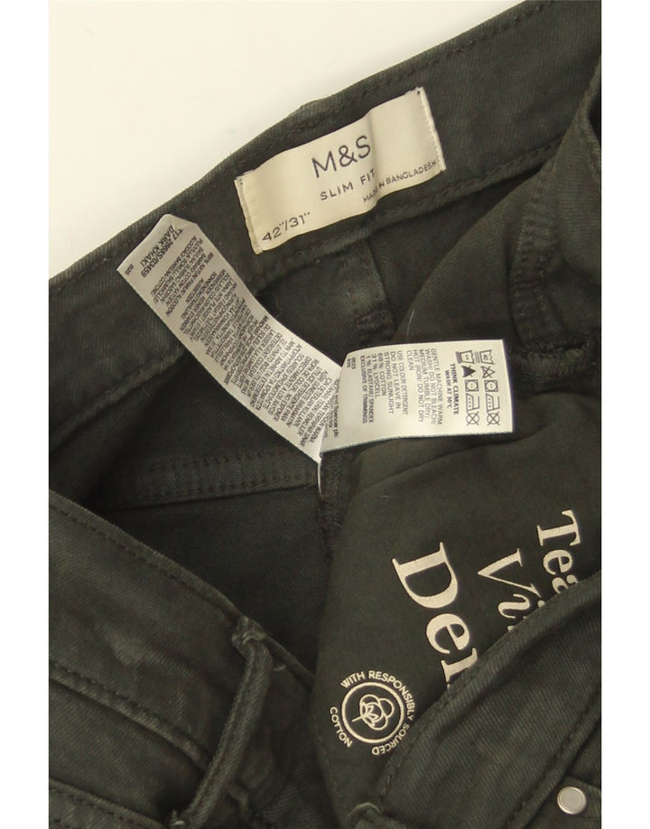 Jeans slim da uomo Marks & Spencer W42 L31 cotone verde