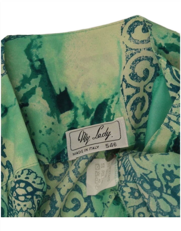 Camicetta camicia a maniche corte da donna vintage UK 14 Patchwork verde medio