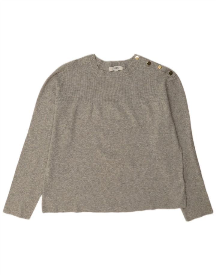 Maglione maglione girocollo da donna Marks & Spencer UK 14 Viscosa grigio medio