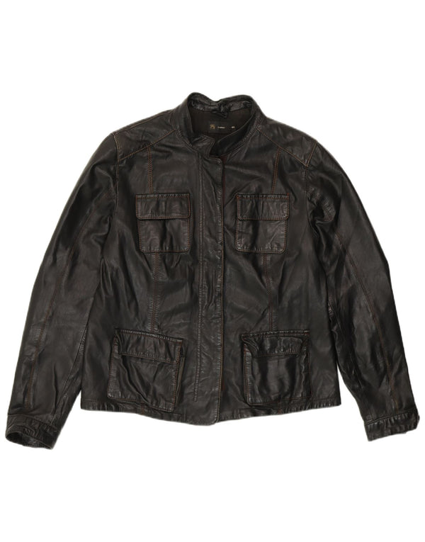 OVS Womens Leather Jacket IT 46 Large Black Leather