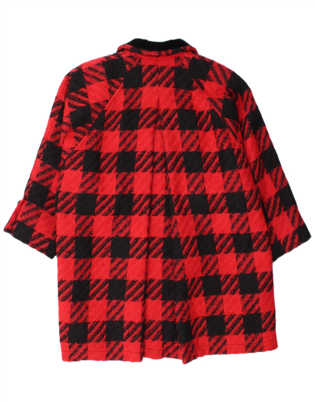 Soprabito oversize da donna vintage IT 42 medio rosso pied de poule in lana vergine