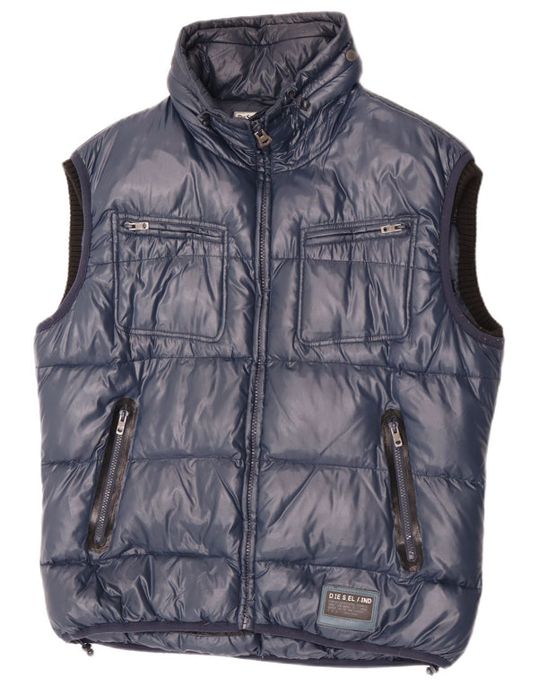 Gilet imbottito con cappuccio da uomo Diesel UK 46 2XL Nylon blu navy
