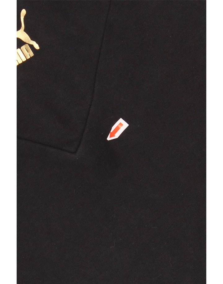 Felpa corta con cappuccio grafica PUMA per ragazze 11-12 anni in cotone color block nero