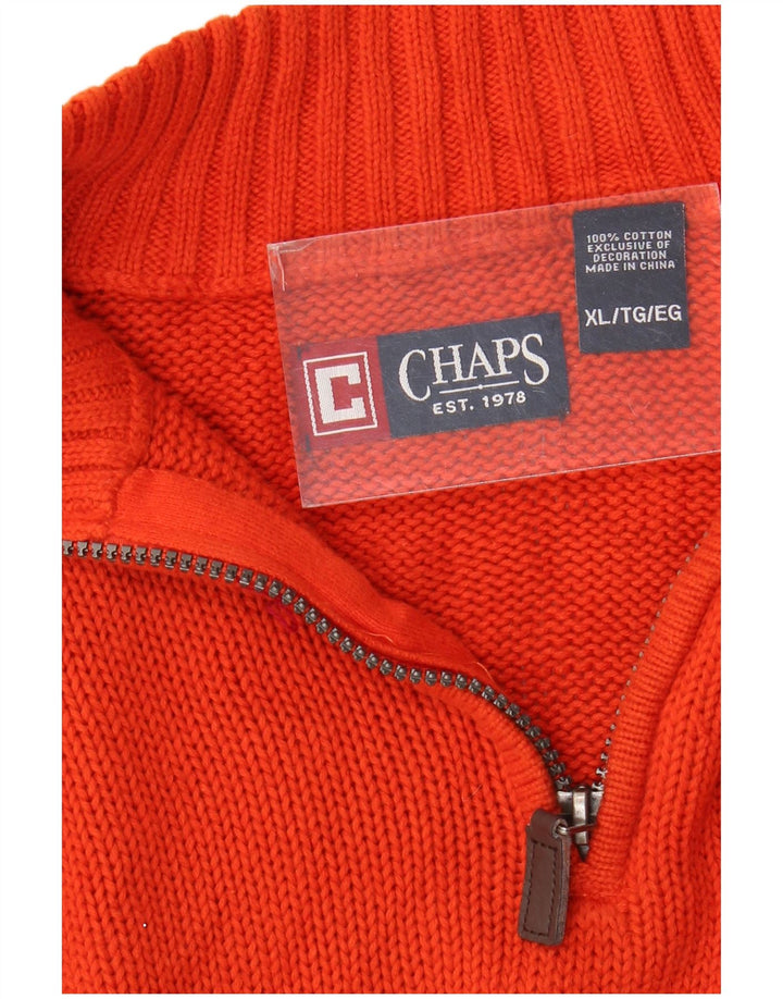 Maglione da uomo con collo con zip CHAPS XL in cotone arancione