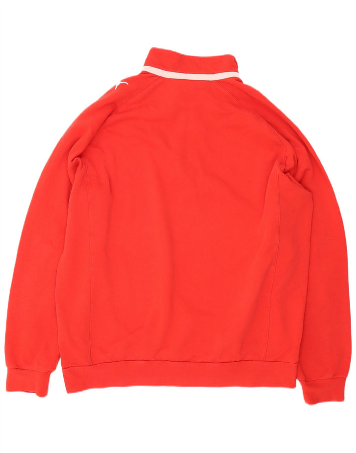 Felpa Puma da uomo con zip e collo, maglione grande, colore rosso, in cotone color block