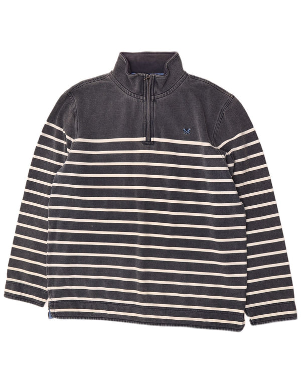 Crew Clothing Felpa con collo con zip da uomo Maglione 2XL Cotone a righe blu navy