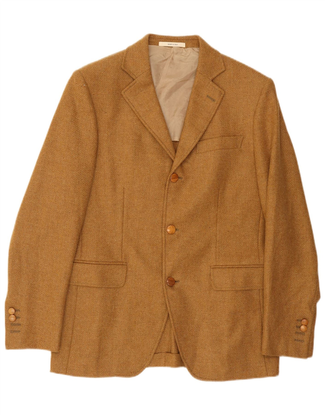 Giacca blazer vintage da uomo a 3 bottoni IT 48 in lana beige medio