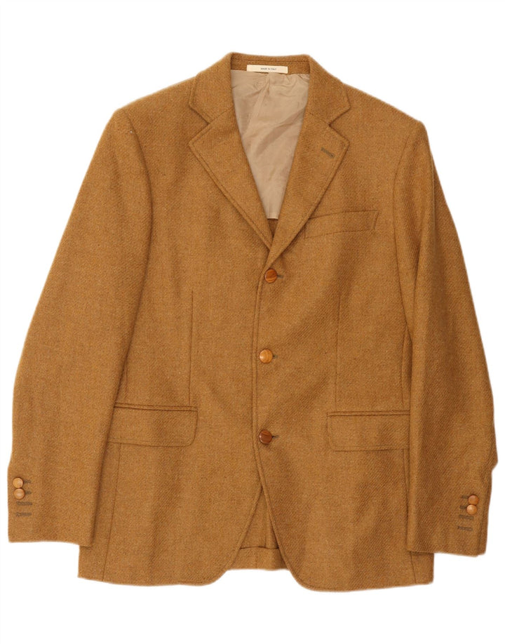 Giacca blazer vintage da uomo a 3 bottoni IT 48 in lana beige medio