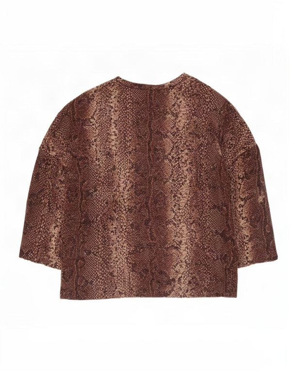 Top Zara da donna con maniche a 3/4 UK 14 marrone medio stampa animalier
