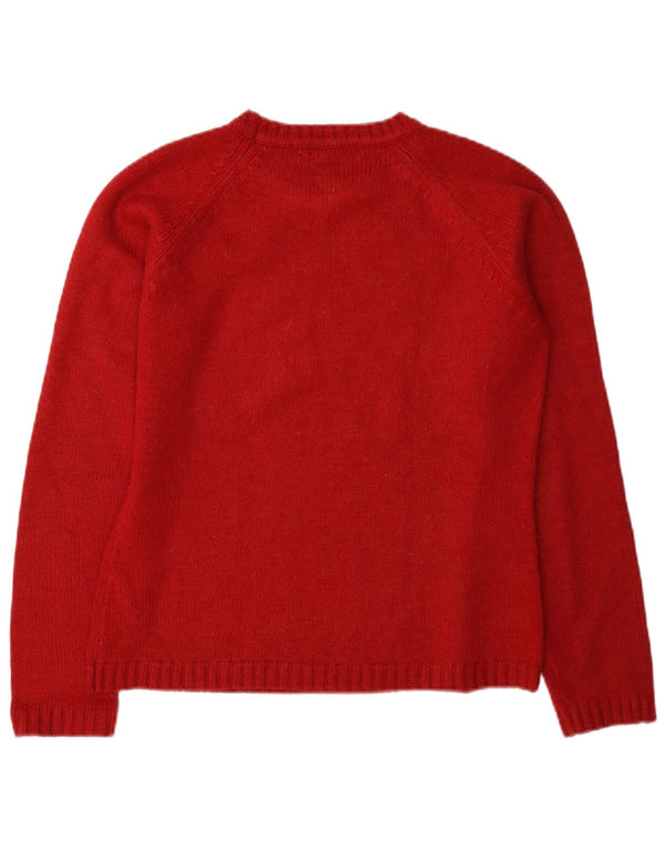 Maglione maglione girocollo da donna Zara UK 14 grande acrilico rosso