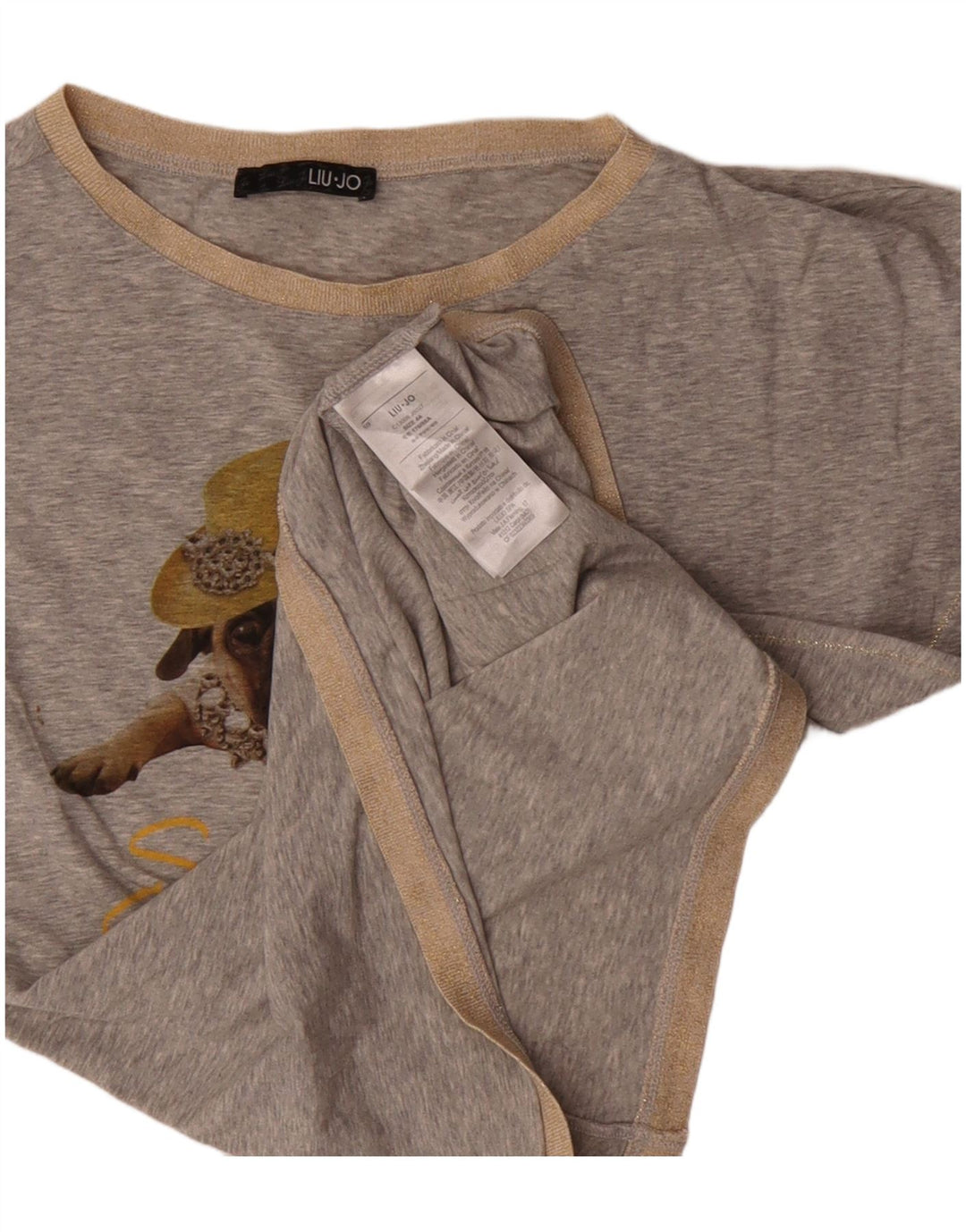 T-shirt grafica da donna LIU JO Top IT 44 Cotone screziato grigio medio