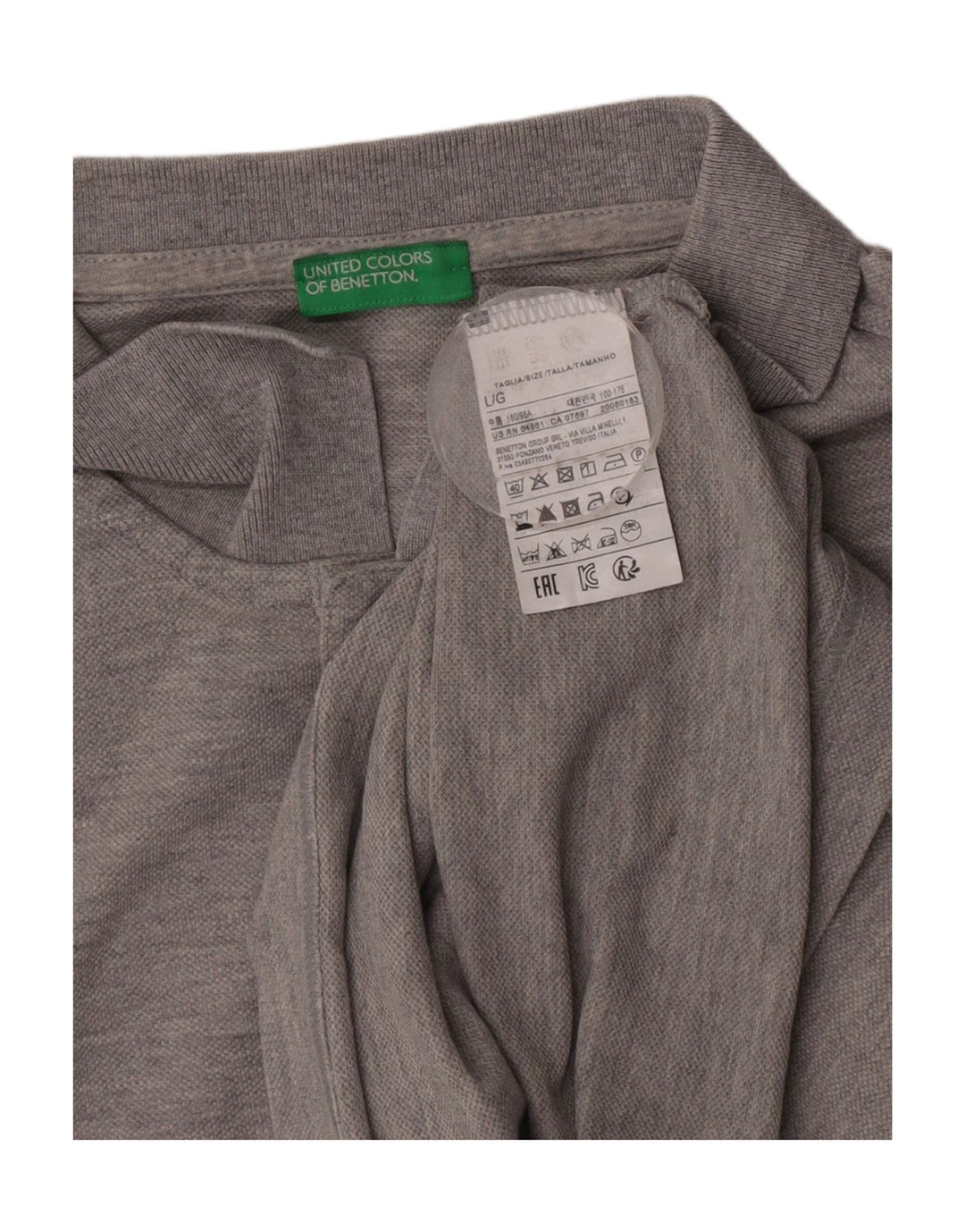 Polo Uomo Benetton Large in Cotone Grigio