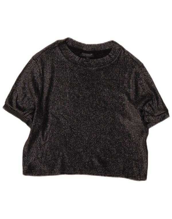 Topshop Camicetta corta da donna Top UK 14 Grande viscosa nera
